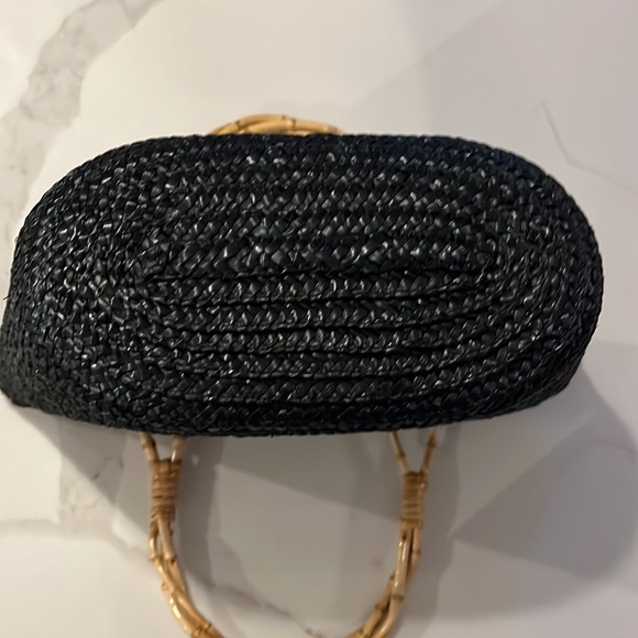 Straw & twisted cane handled petite hand bag - Picture 6 of 8